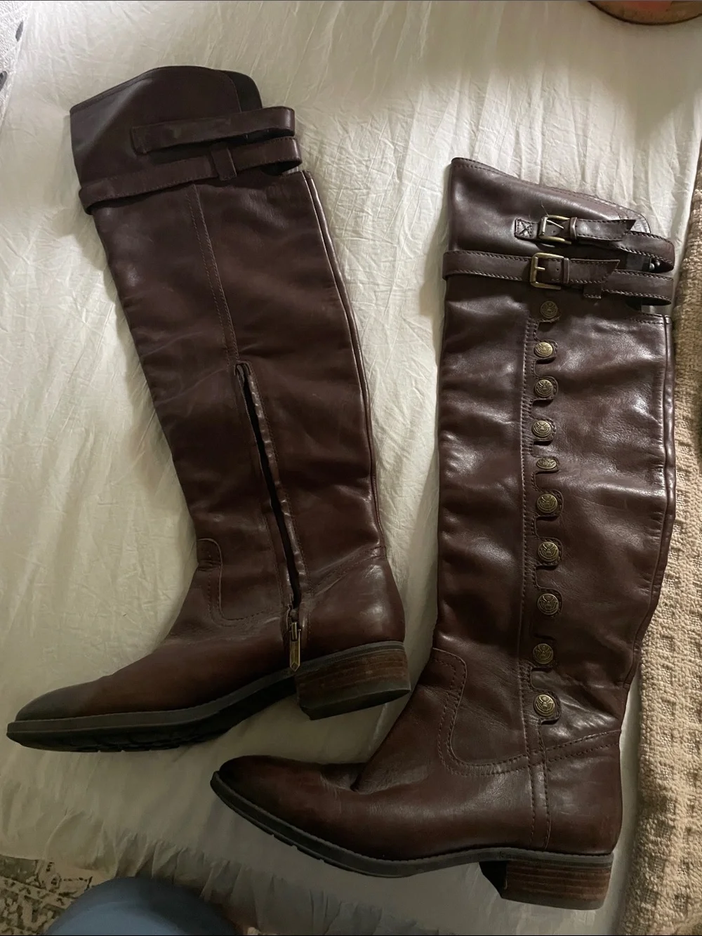 Sam Edelman Over-the-Knee Leather Boots in Dark Brown